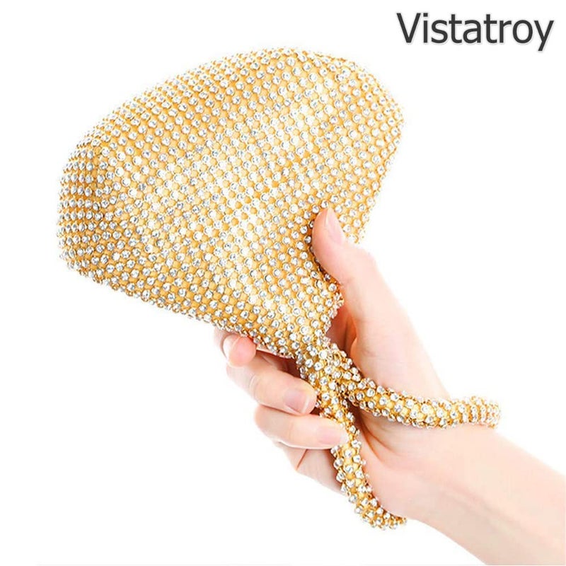 VISTATROY Women's Evening Bag Sparkly Rhinestone Purse Triangle Designer Chain Clutch Purse Bag Party Prom Wedding Purse - Image 4